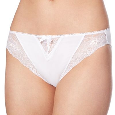 White microfibre high leg briefs